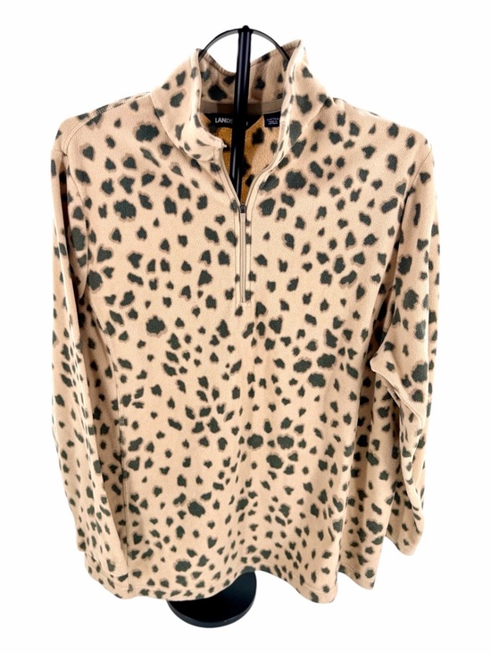 Lands' End Tops - Lands End Leopard Print Fleece Pullover 1X Quarter Zip Cozy Plus Size